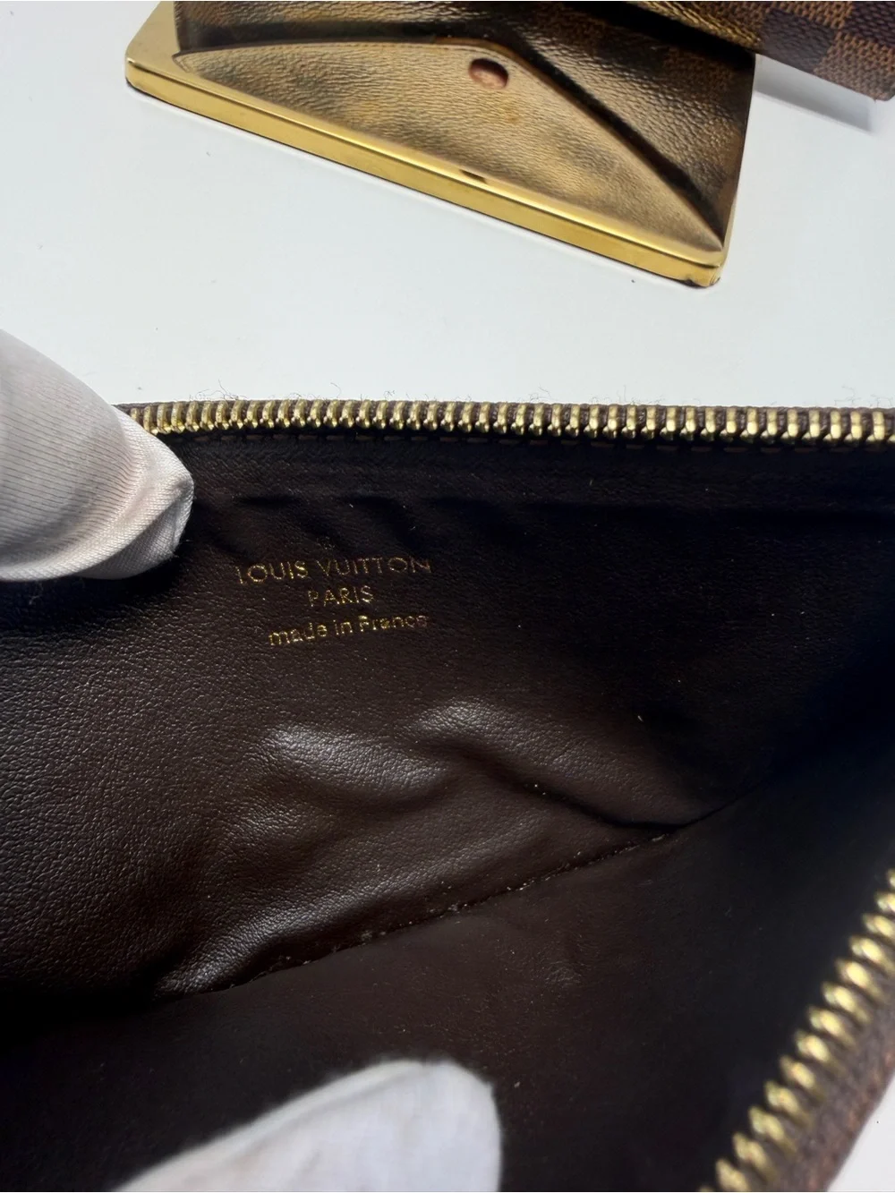 Louis Vuitton Brown Check Wallet with Red Snap